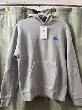 Awake Men’s Light Gray Crewneck Hoodie with Blue Logo
